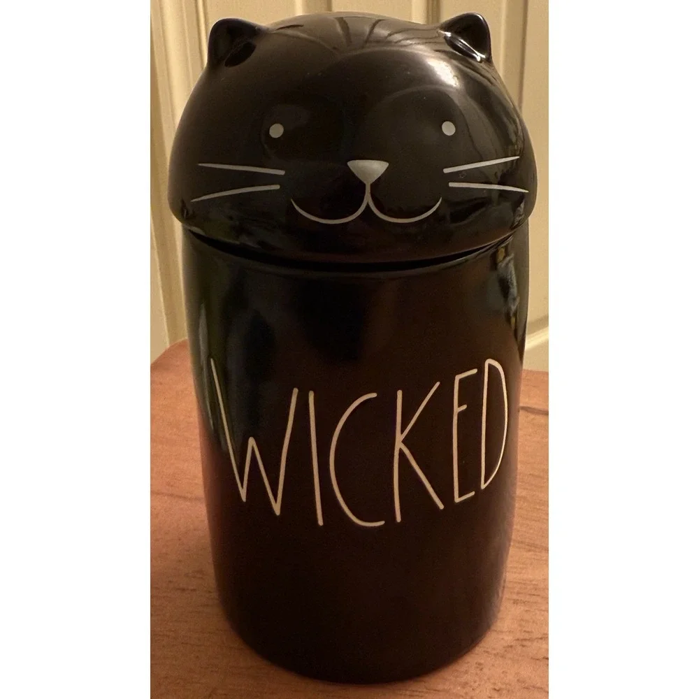 New Rae Dunn DW Home Halloween Black Cat WICKED Wild‎ Blackberry Ceramic Candle